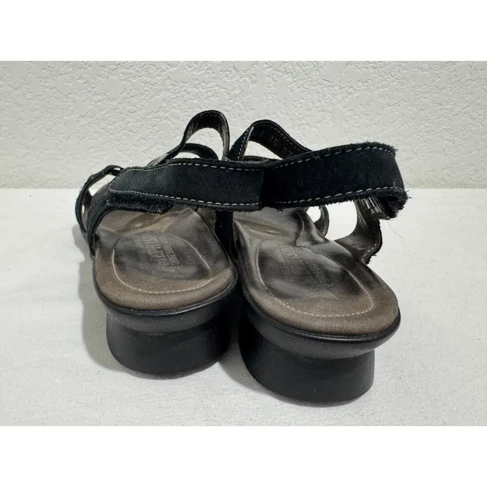 Mephisto Parfolia EU 37 Sandals US 7 Black Suede Leather Strappy Comfort Luxe